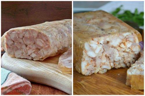 Домашний сальтисон - мясная закуска в свином желудке с чесноком